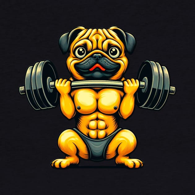 Pug Weightlifting Funny Men Fitness Gym Workout by Figurely creative